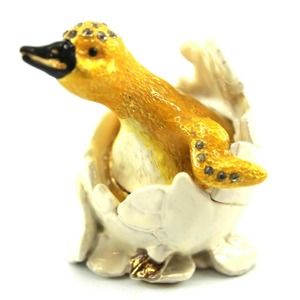 Ciel Collectables Trinket Box Enamel & Rhinestone Yellow Hatching Baby Chicken